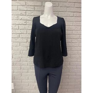 JAC Black Ribbed Knit Twist Neckline Sweater Size XL